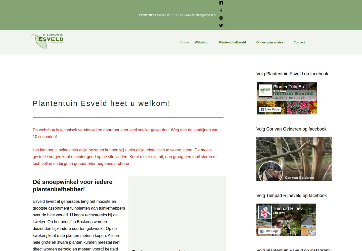 Captured homepage of esveld.nl in the current scan
