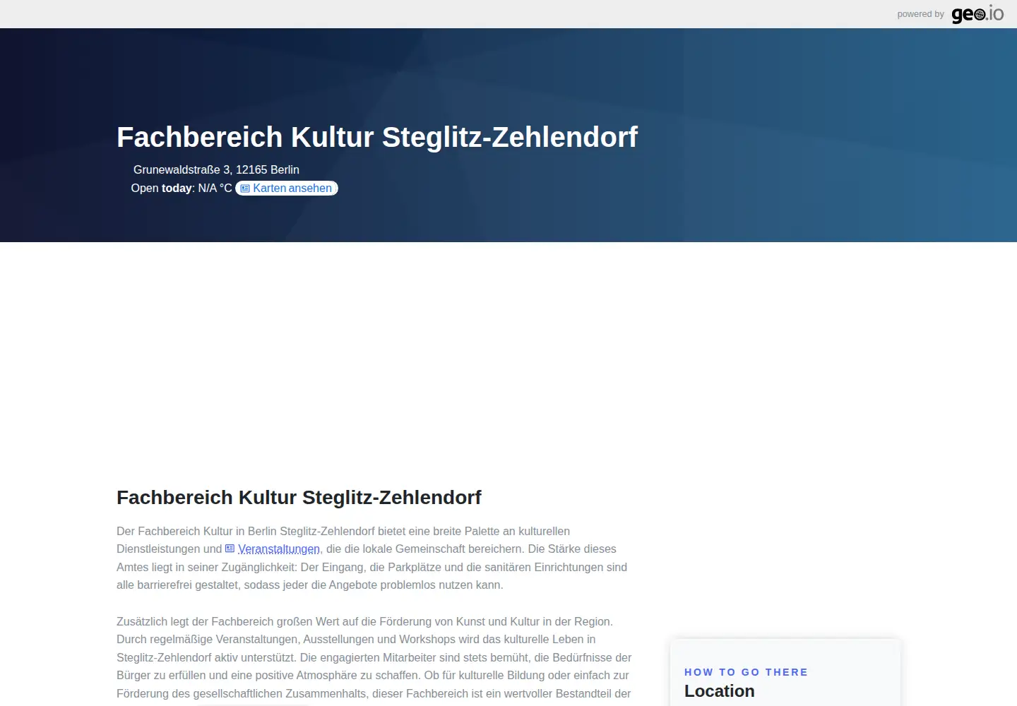 Captured homepage of kultur-steglitz-zehlendorf.de in the current scan