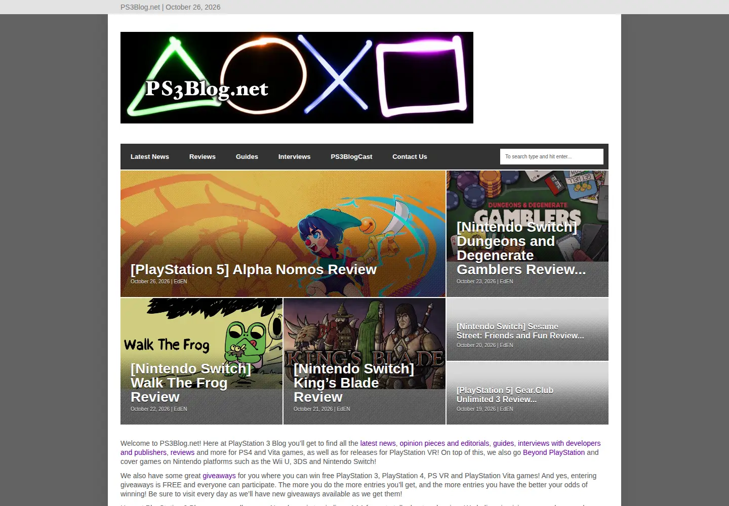 Captured homepage of ps3blog.net in the current scan