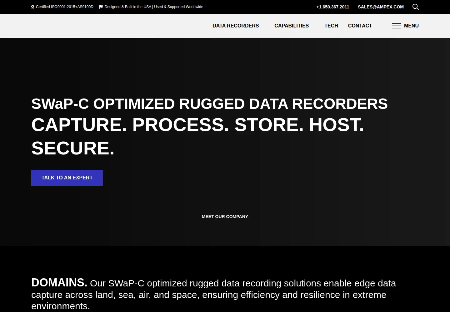 Screenshot of ampex.com