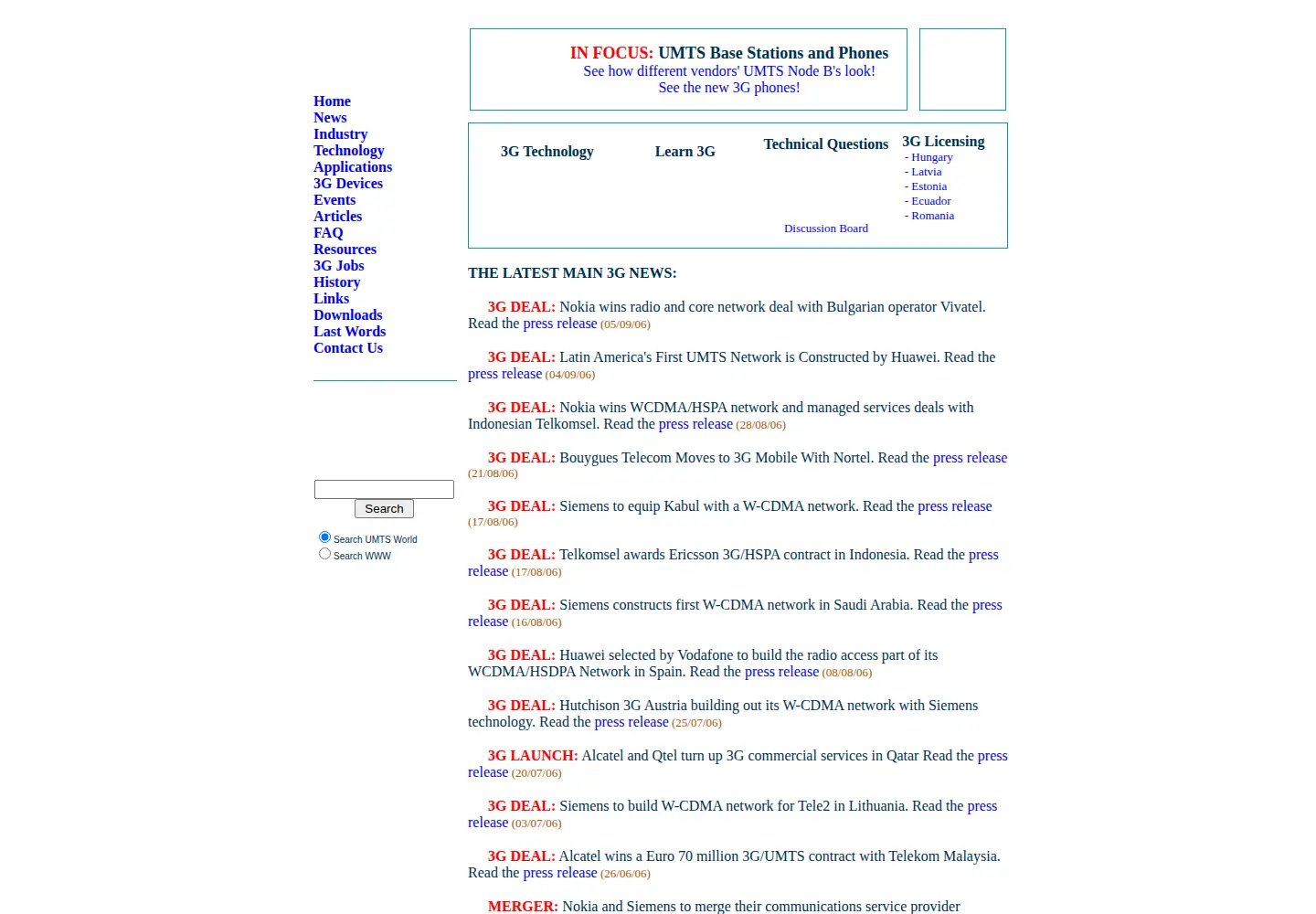 Screenshot of umtsworld.com