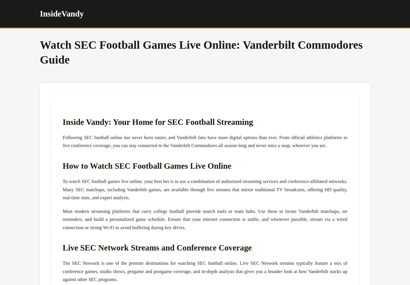 Captured homepage of insidevandy.com in the current scan