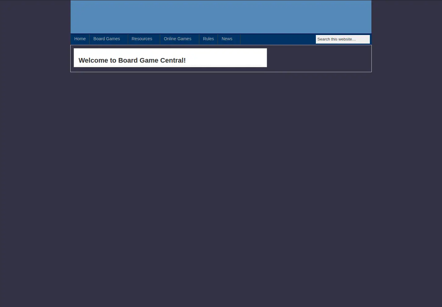 Screenshot of boardgamecentral.com