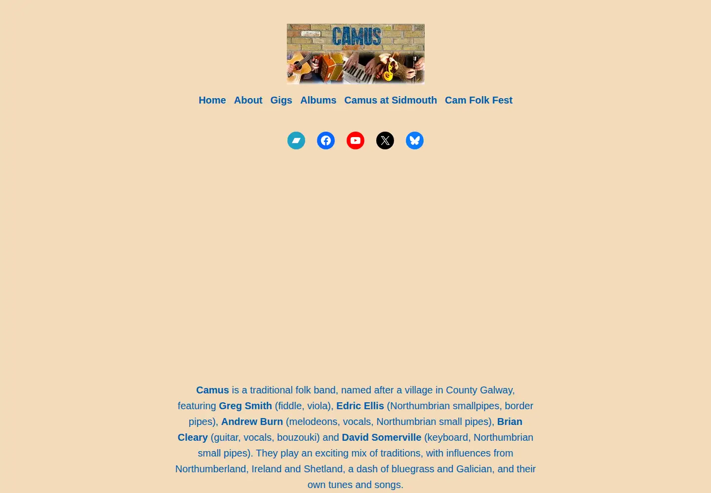 Captured homepage of camusmusic.net in the current scan
