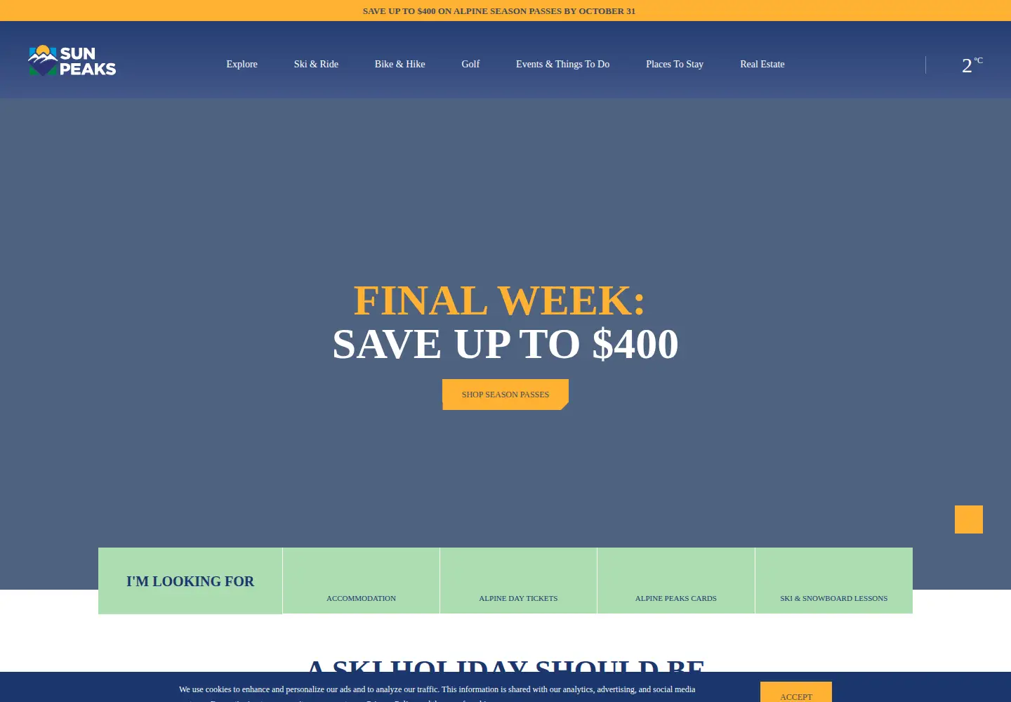 Screenshot of sunpeaksresort.com