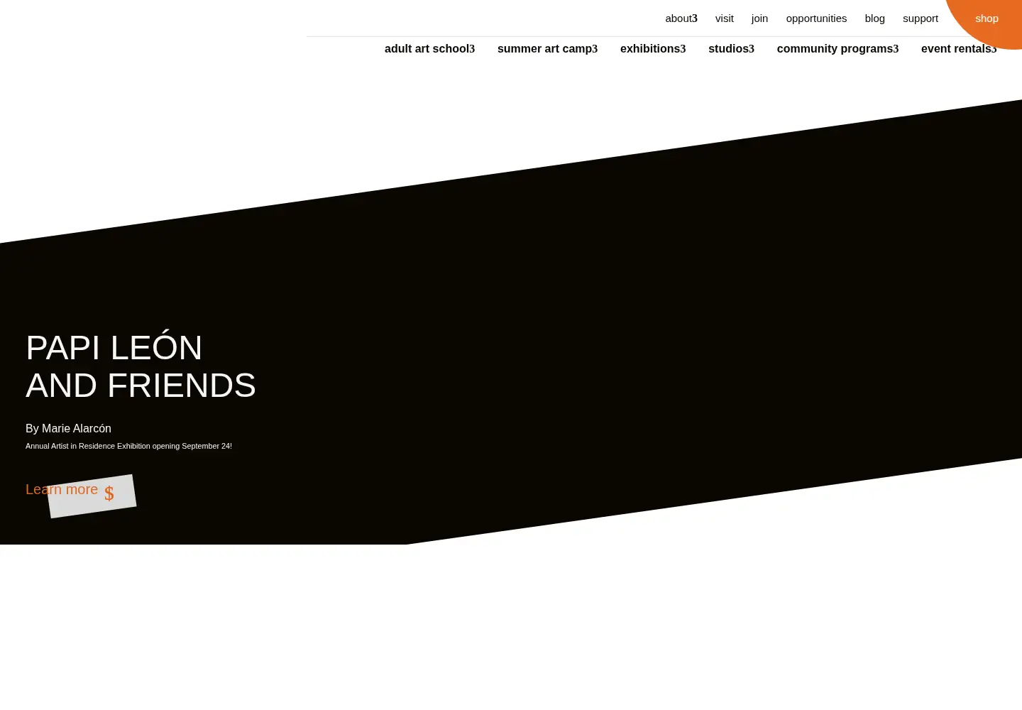 Captured homepage of harwoodartcenter.org in the current scan