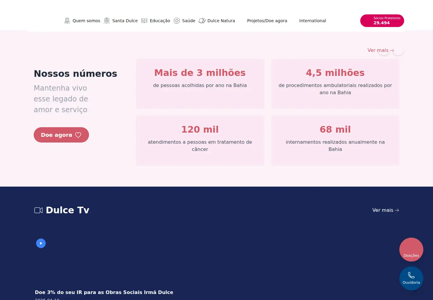 Screenshot of irmadulce.org.br