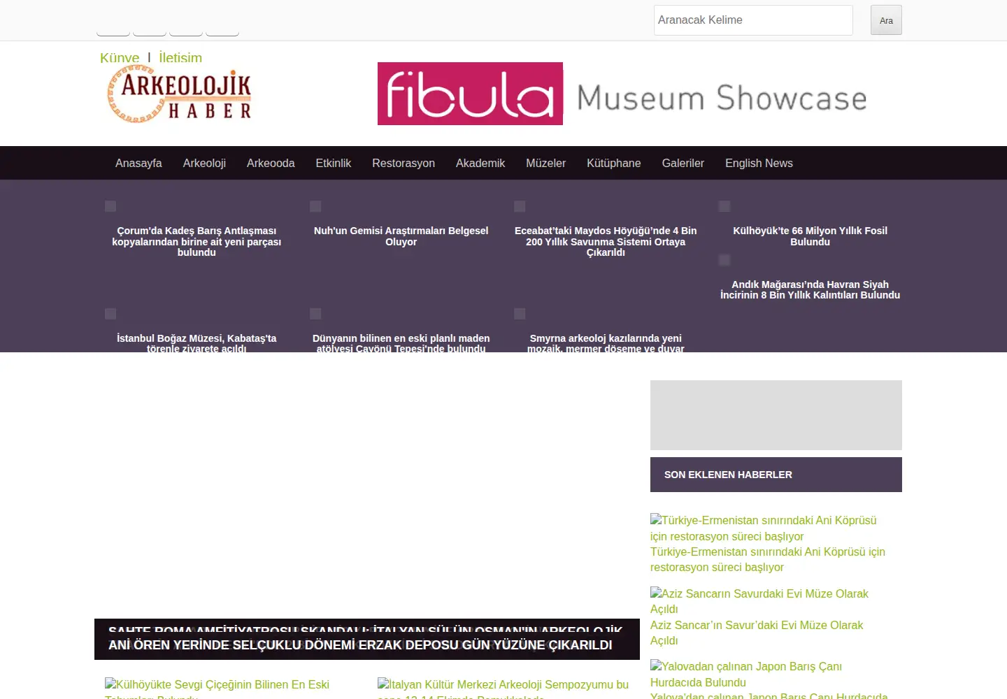 Screenshot of arkeolojikhaber.com