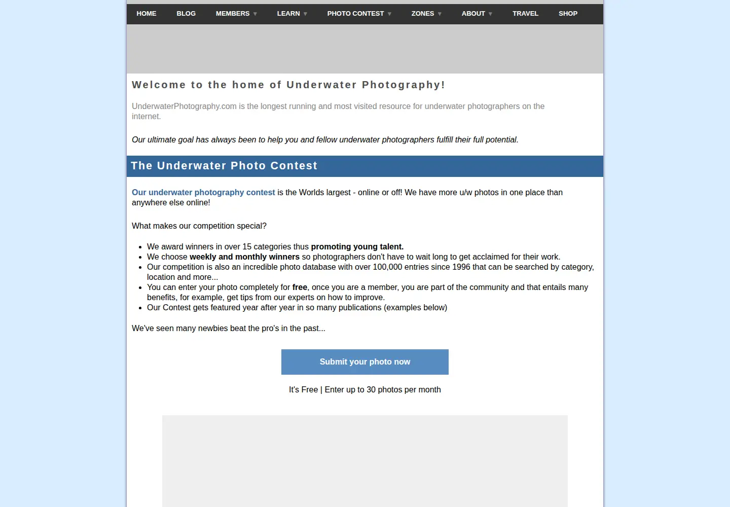 Screenshot of underwaterphotography.com