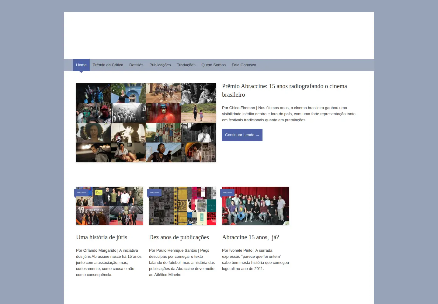 Captured homepage of abraccine.org in the current scan