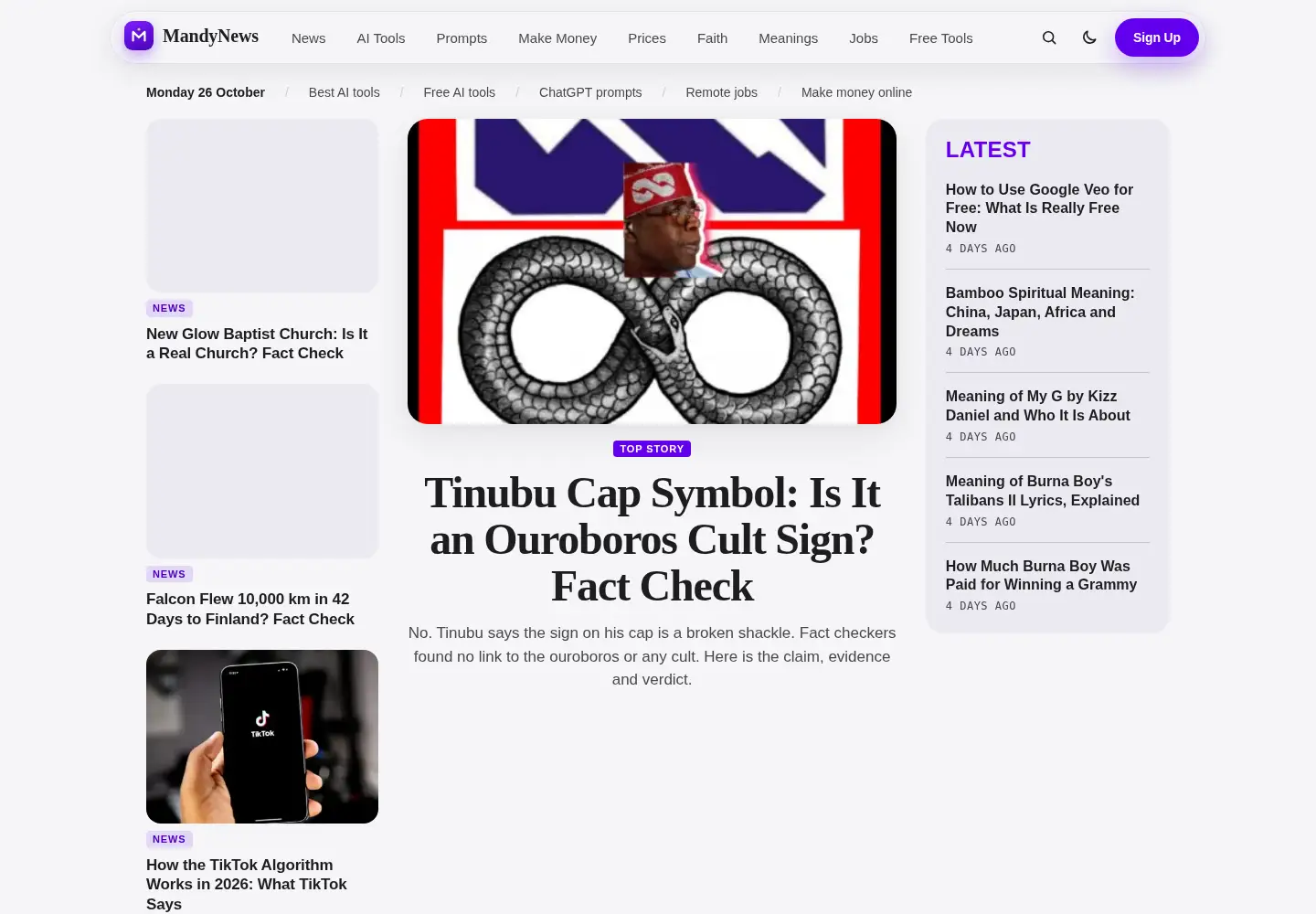 Captured homepage of mandynews.com in the current scan