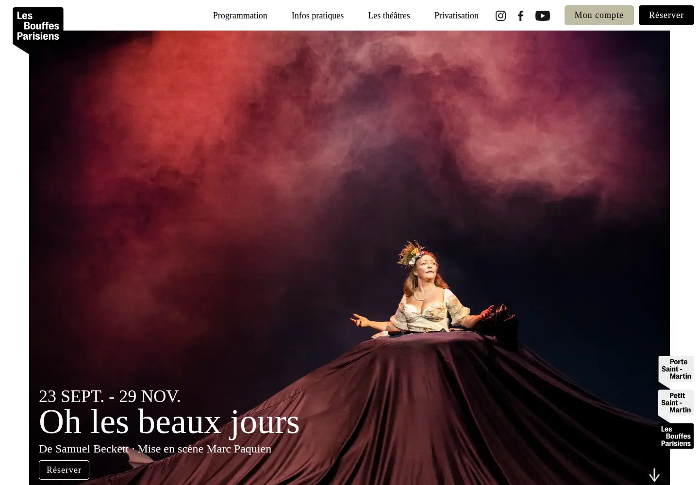 Screenshot of bouffesparisiens.com