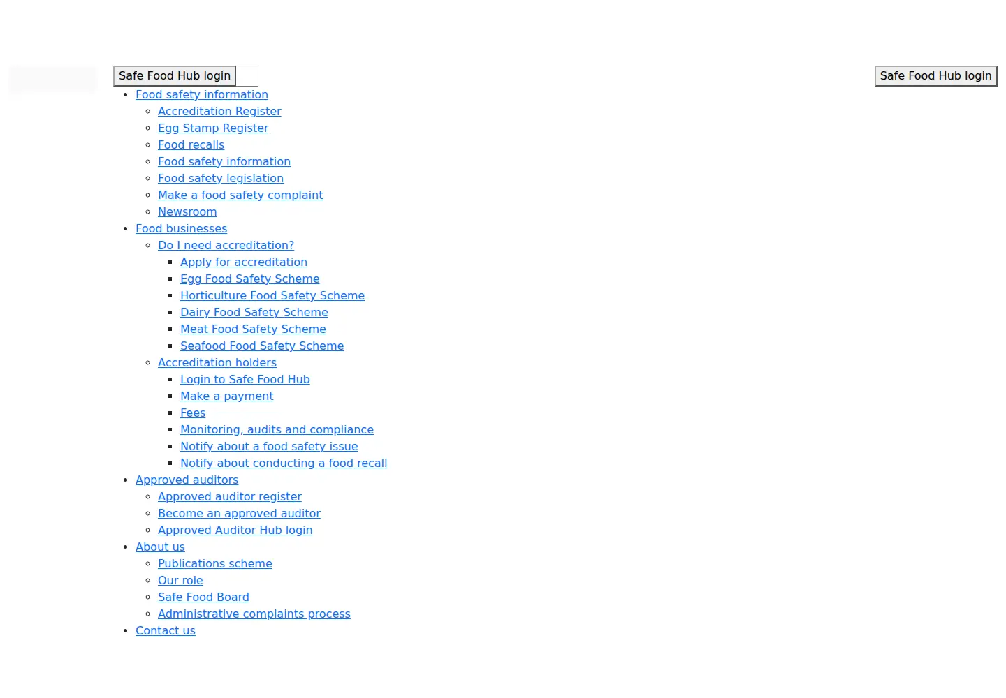 Captured homepage of safefood.qld.gov.au in the current scan