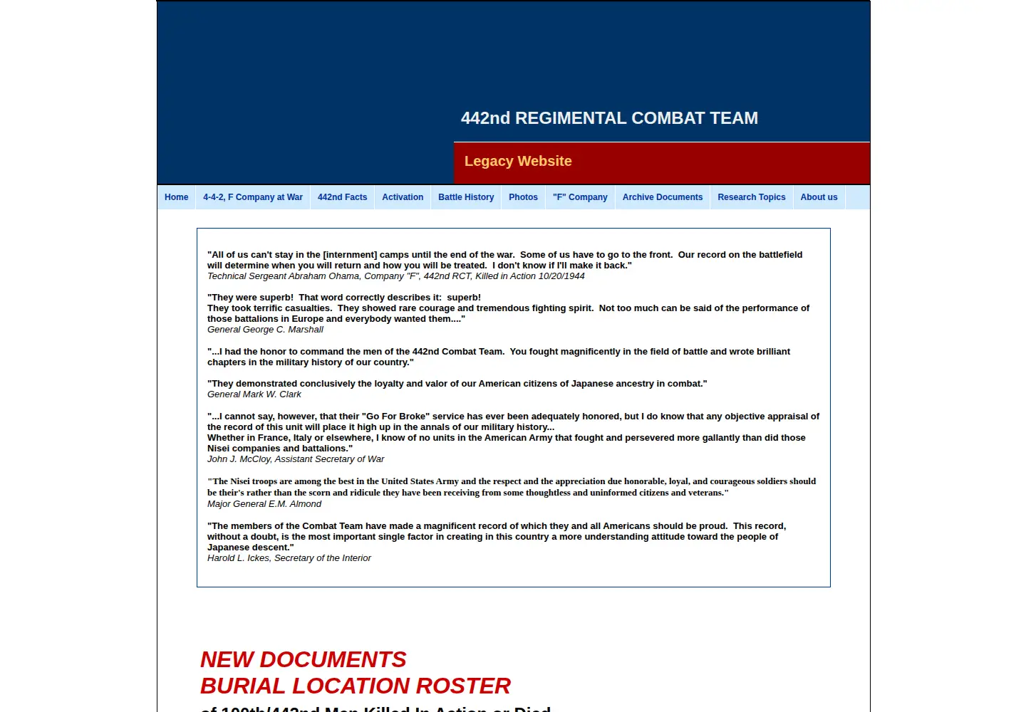 Screenshot of the442.org