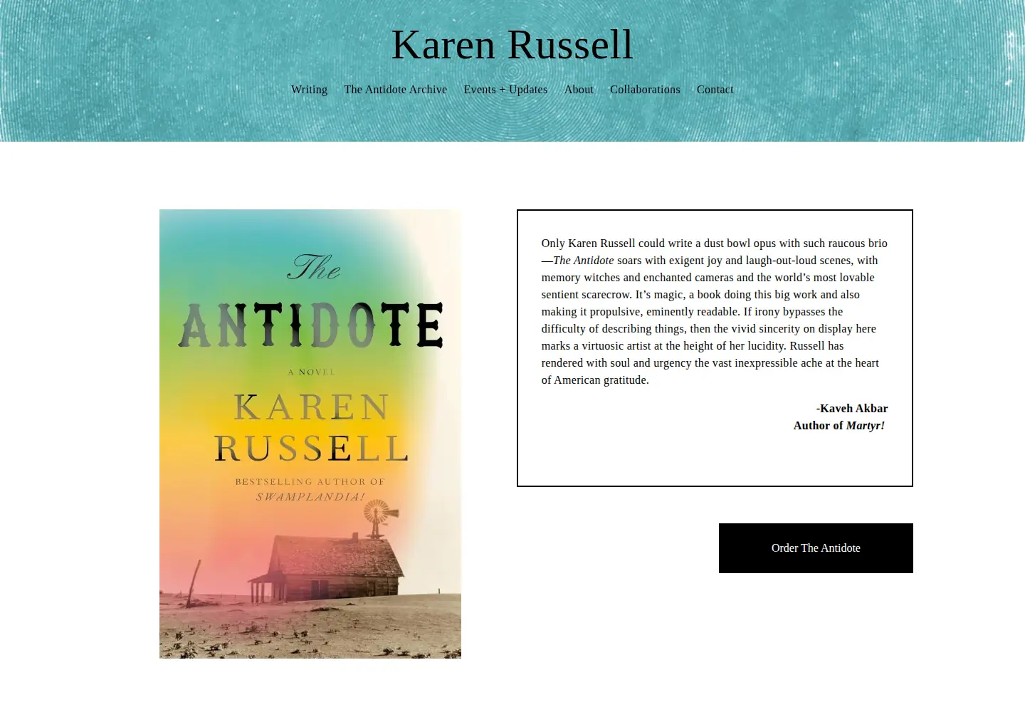 Screenshot of karenrussellauthor.com
