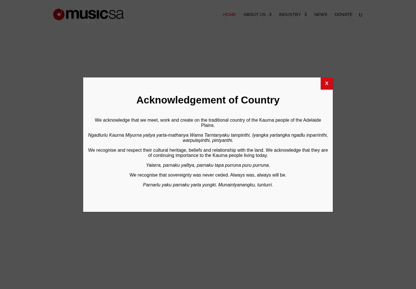 Captured homepage of musicsa.com.au in the current scan