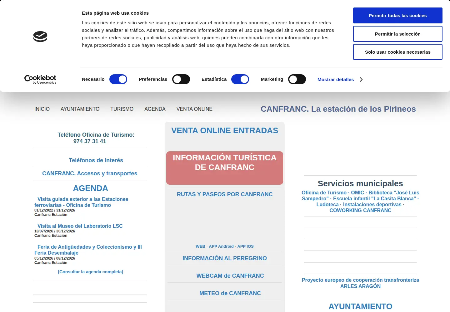 Screenshot of canfranc.es