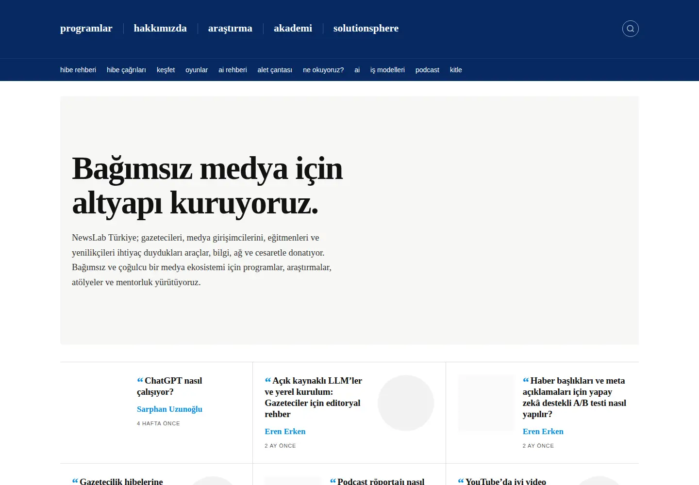 Captured homepage of newslabturkey.org in the current scan