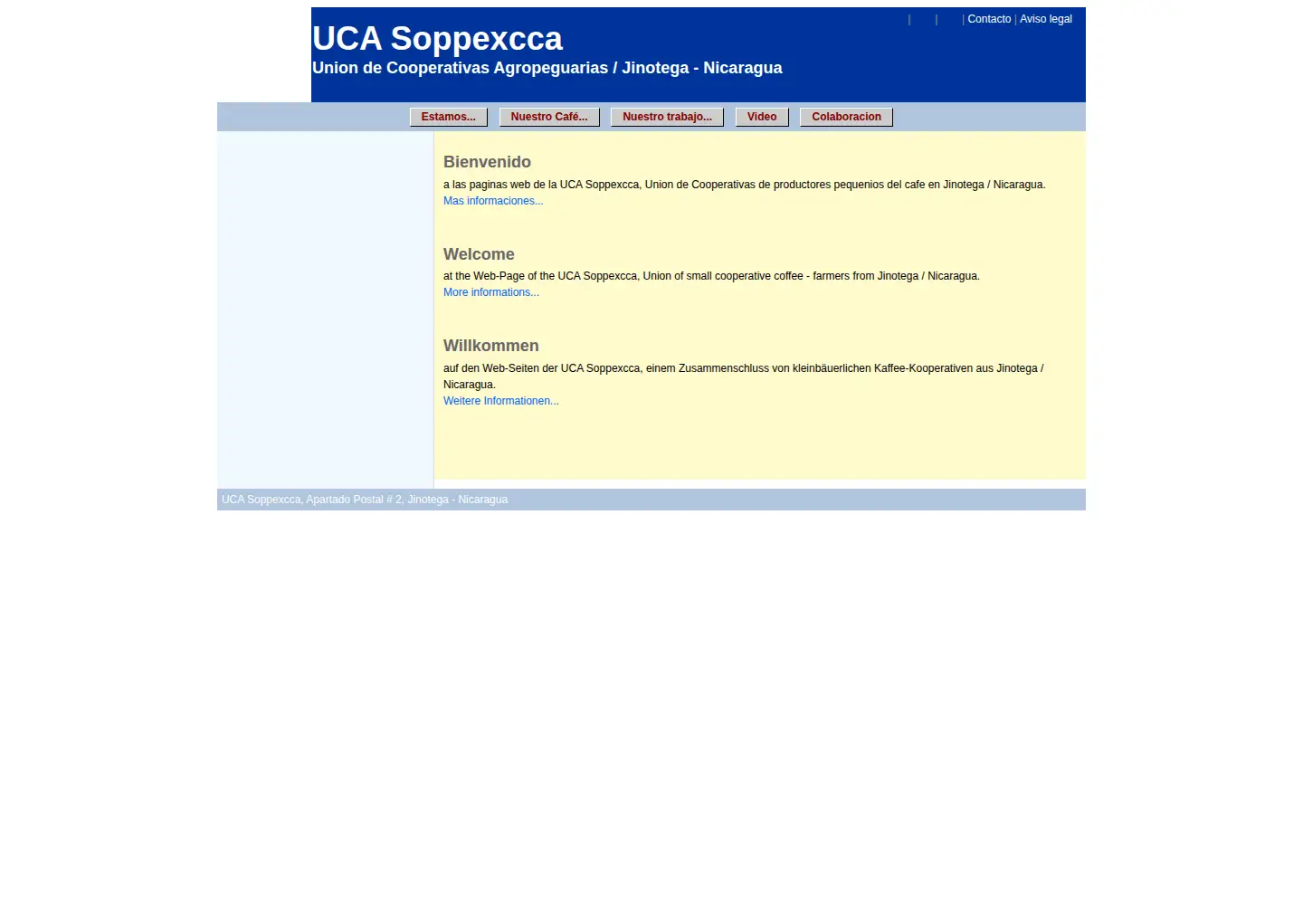 Captured homepage of soppexcca.org in the current scan