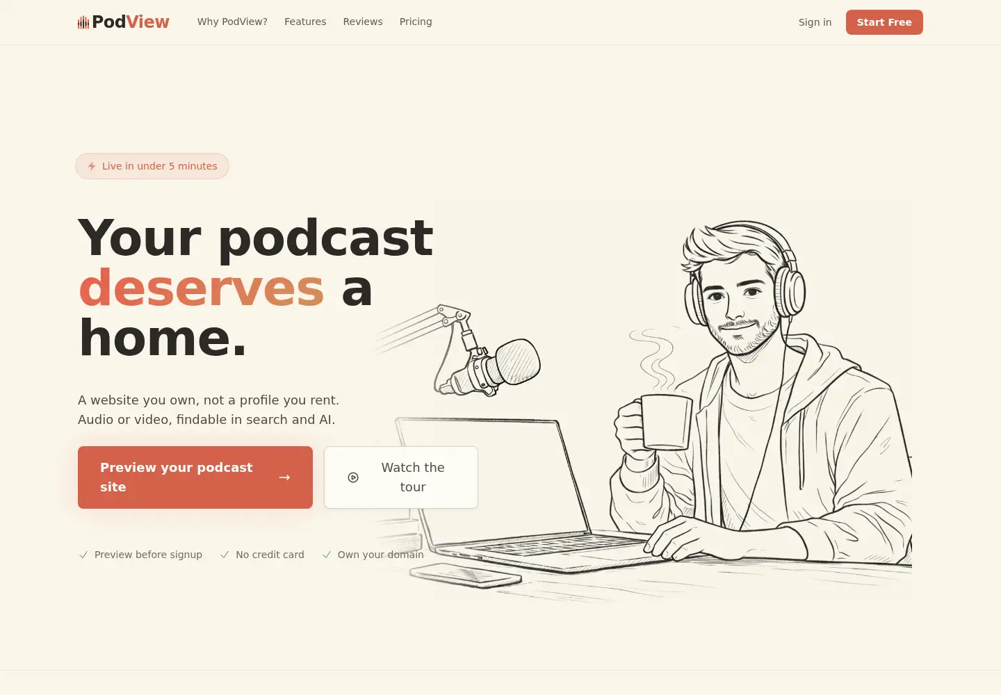 Captured homepage of podview.com in the current scan