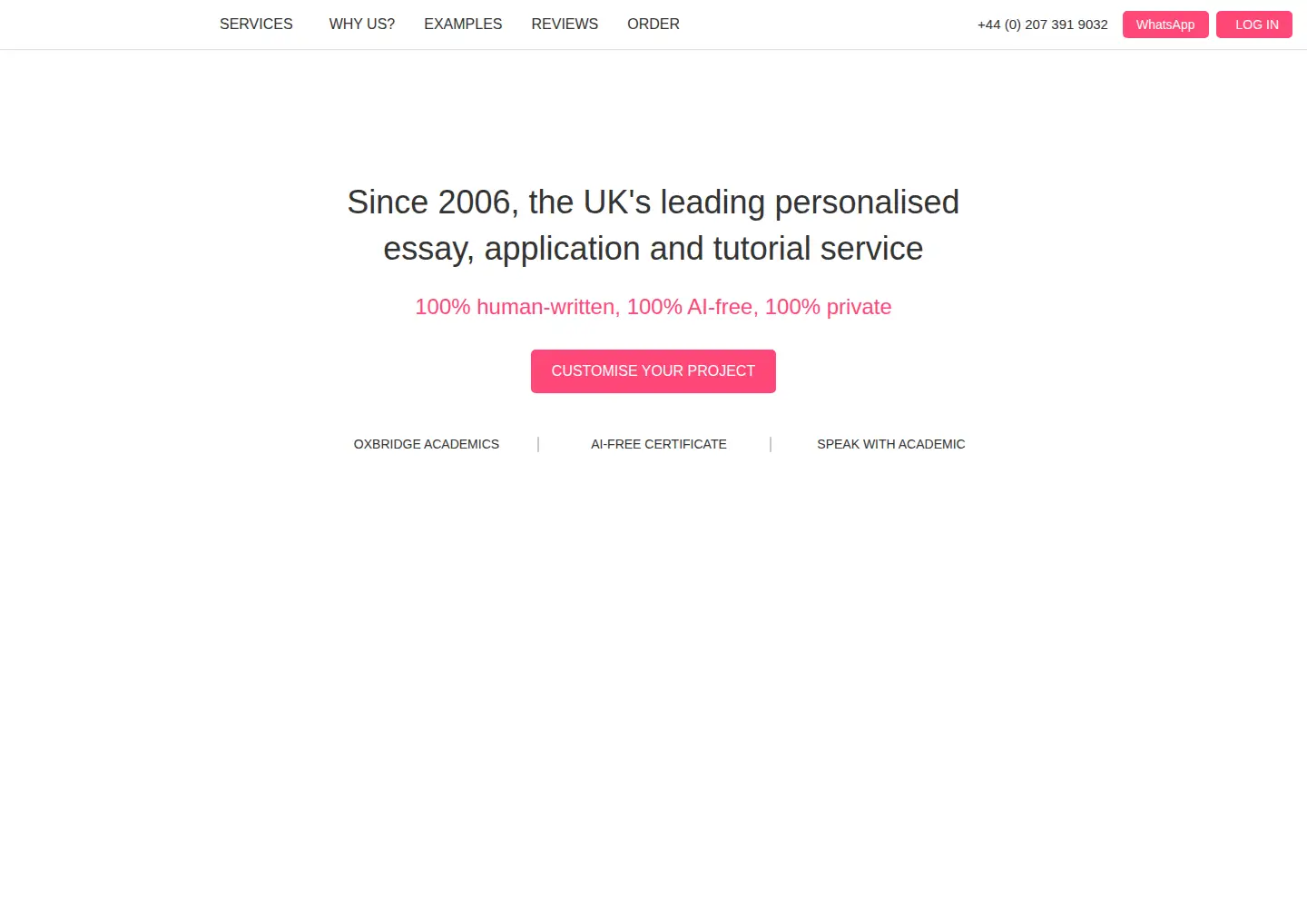Screenshot of oxbridgeessays.com