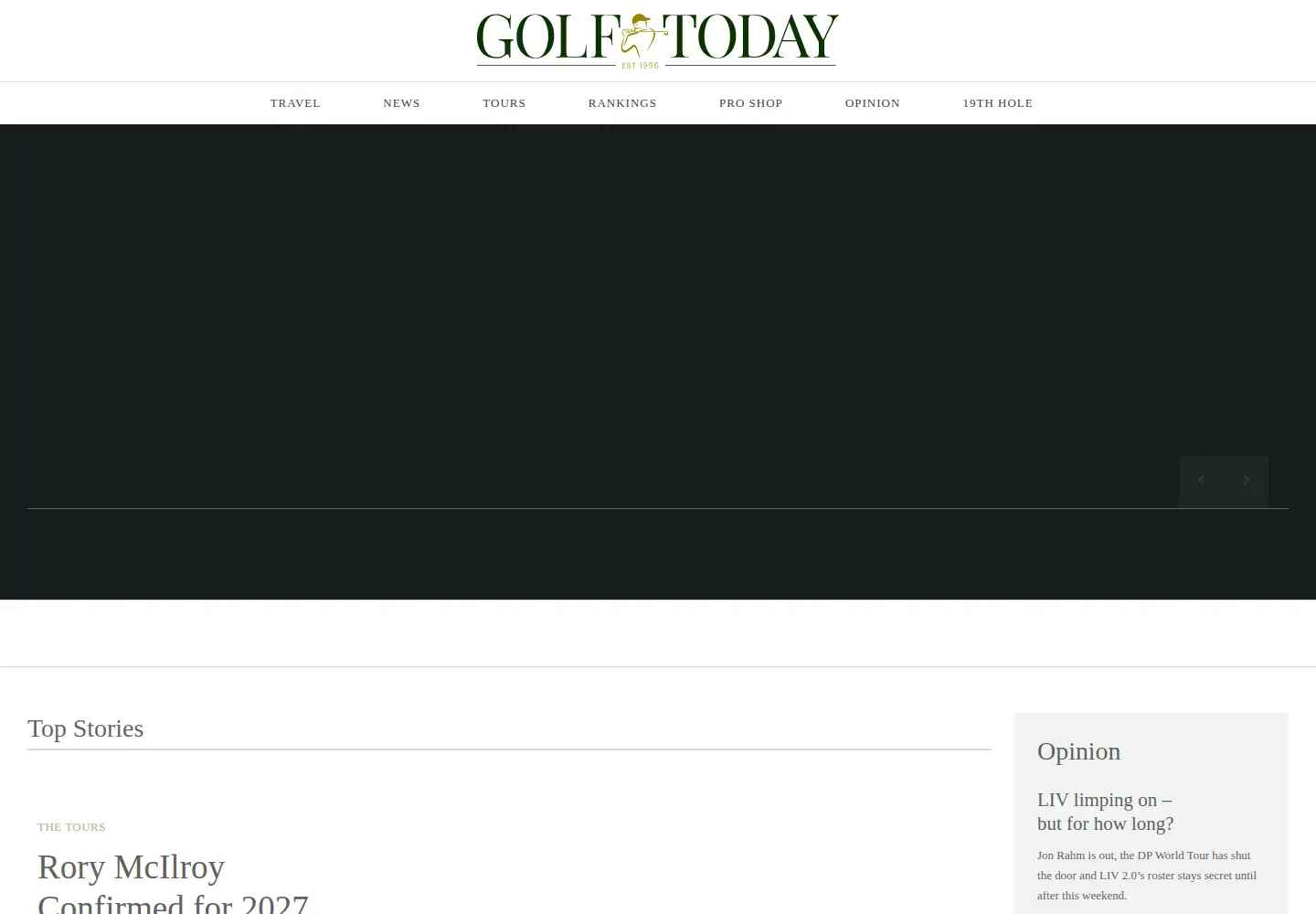 Captured homepage of golftoday.co.uk in the current scan