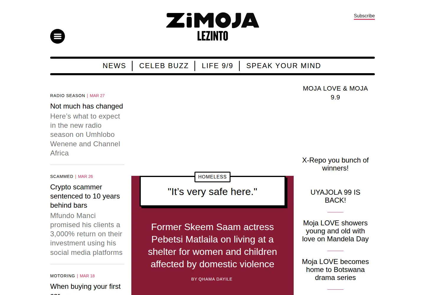 Screenshot of zimoja.co.za