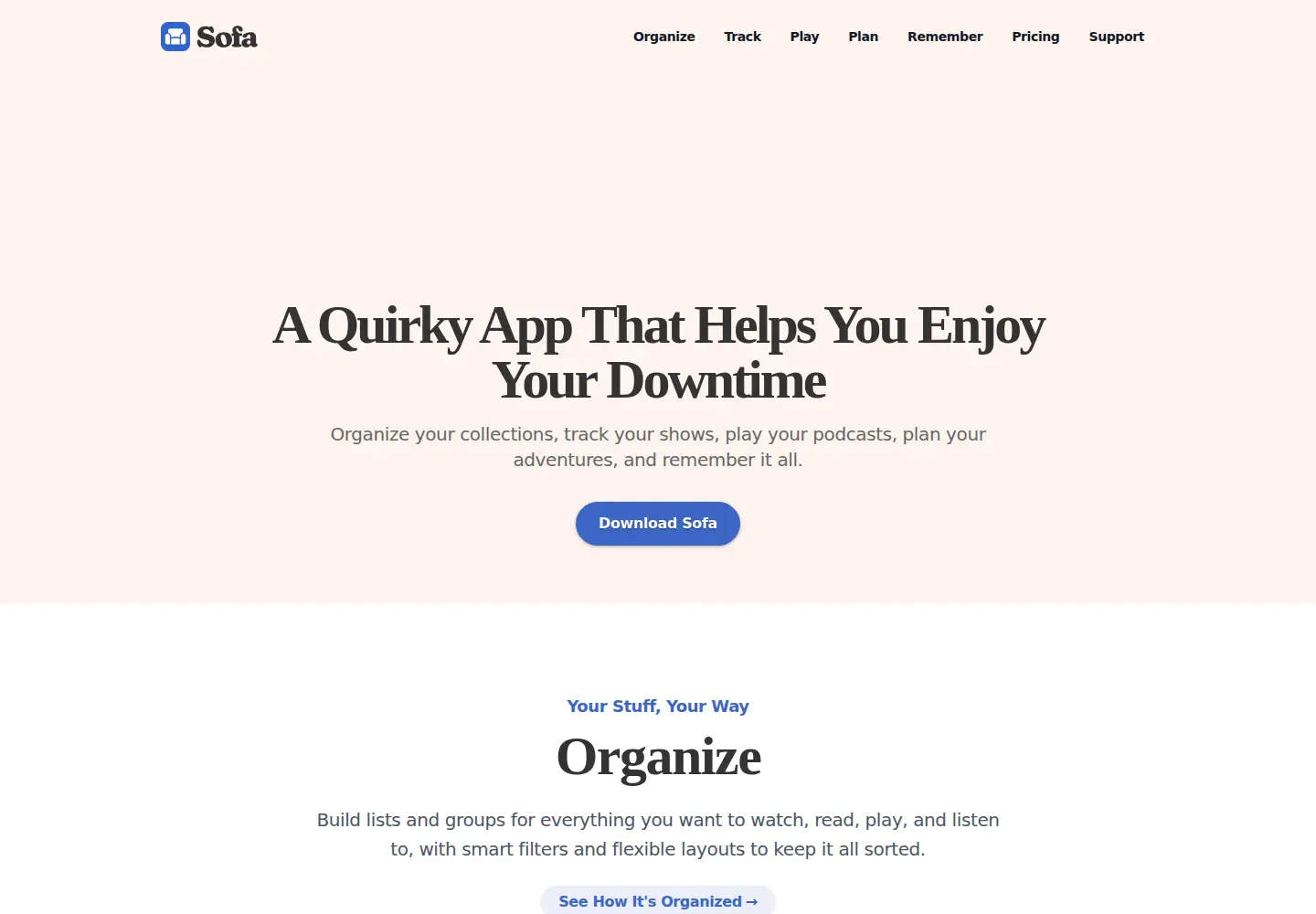 Captured homepage of sofahq.com in the current scan
