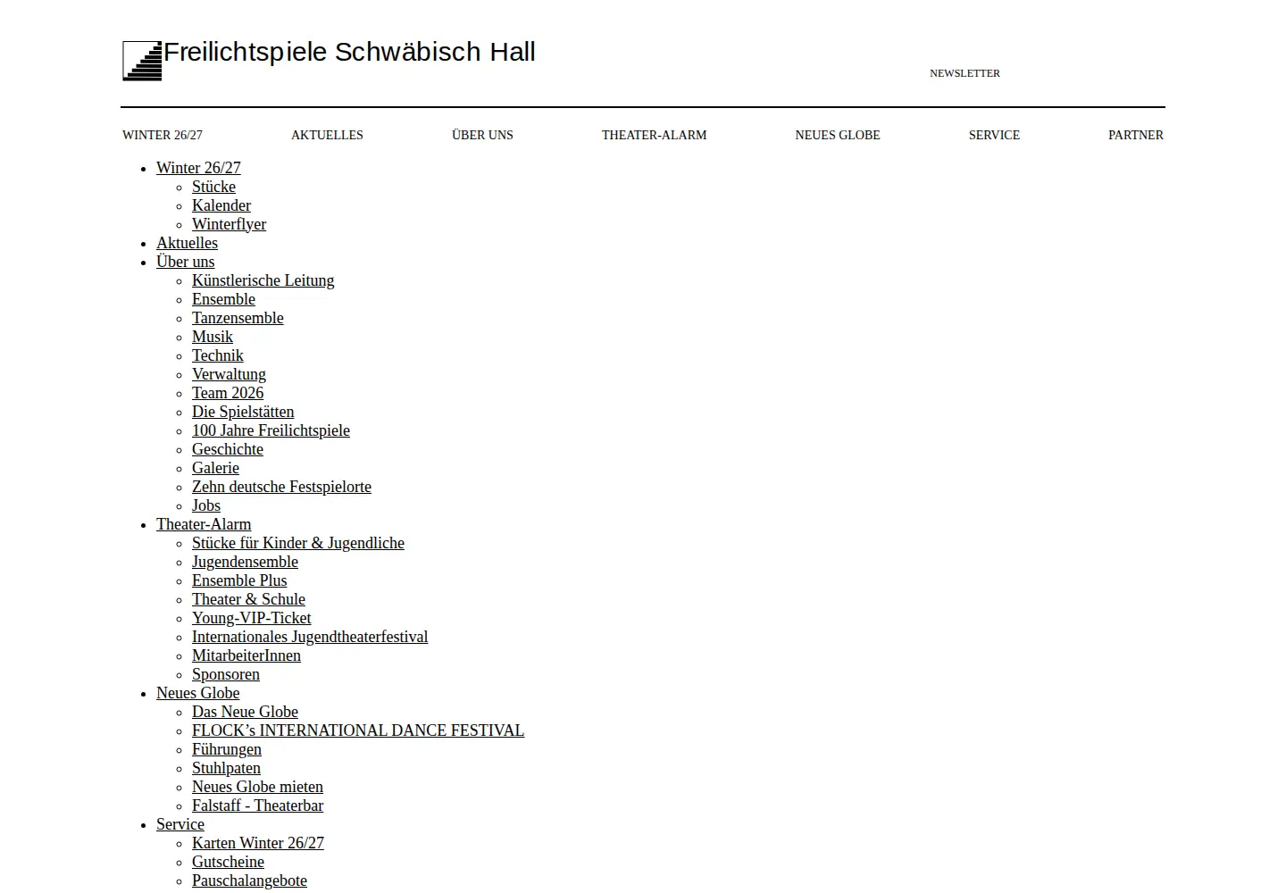 Captured homepage of freilichtspiele-hall.de in the current scan