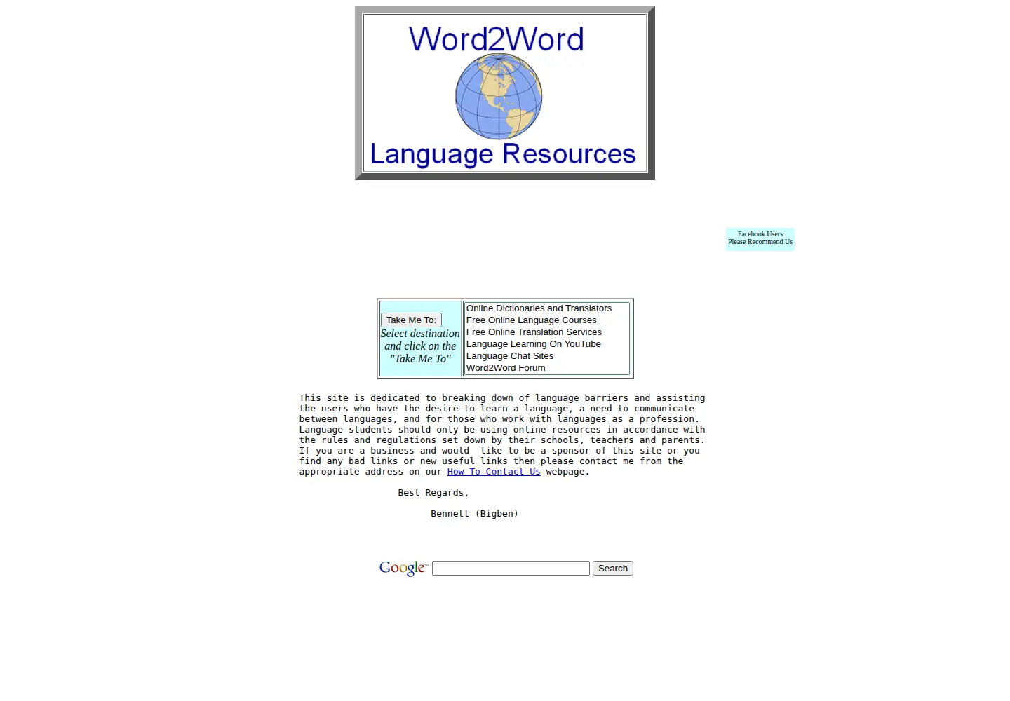 Captured homepage of word2word.com in the current scan