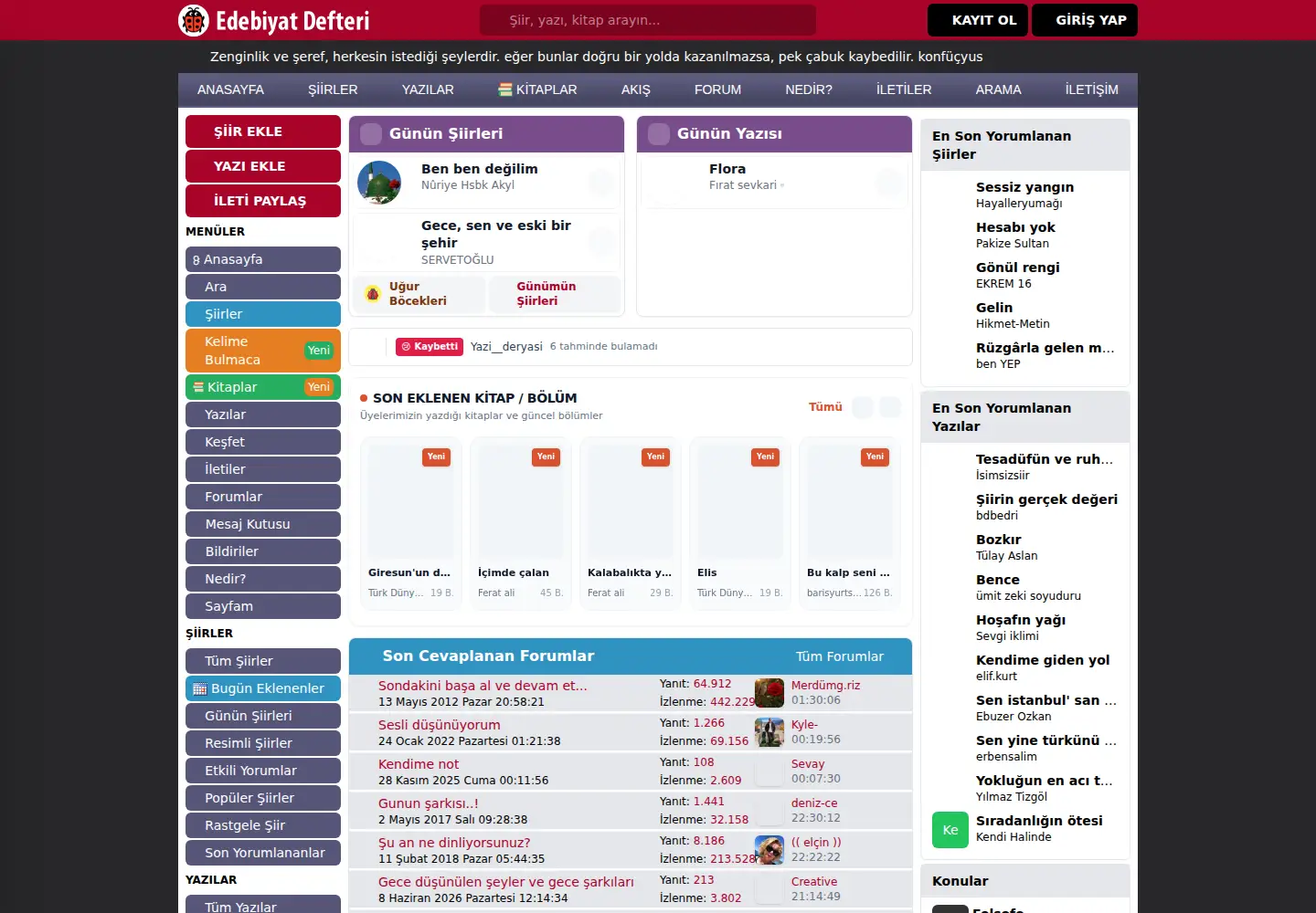 Screenshot of edebiyatdefteri.com