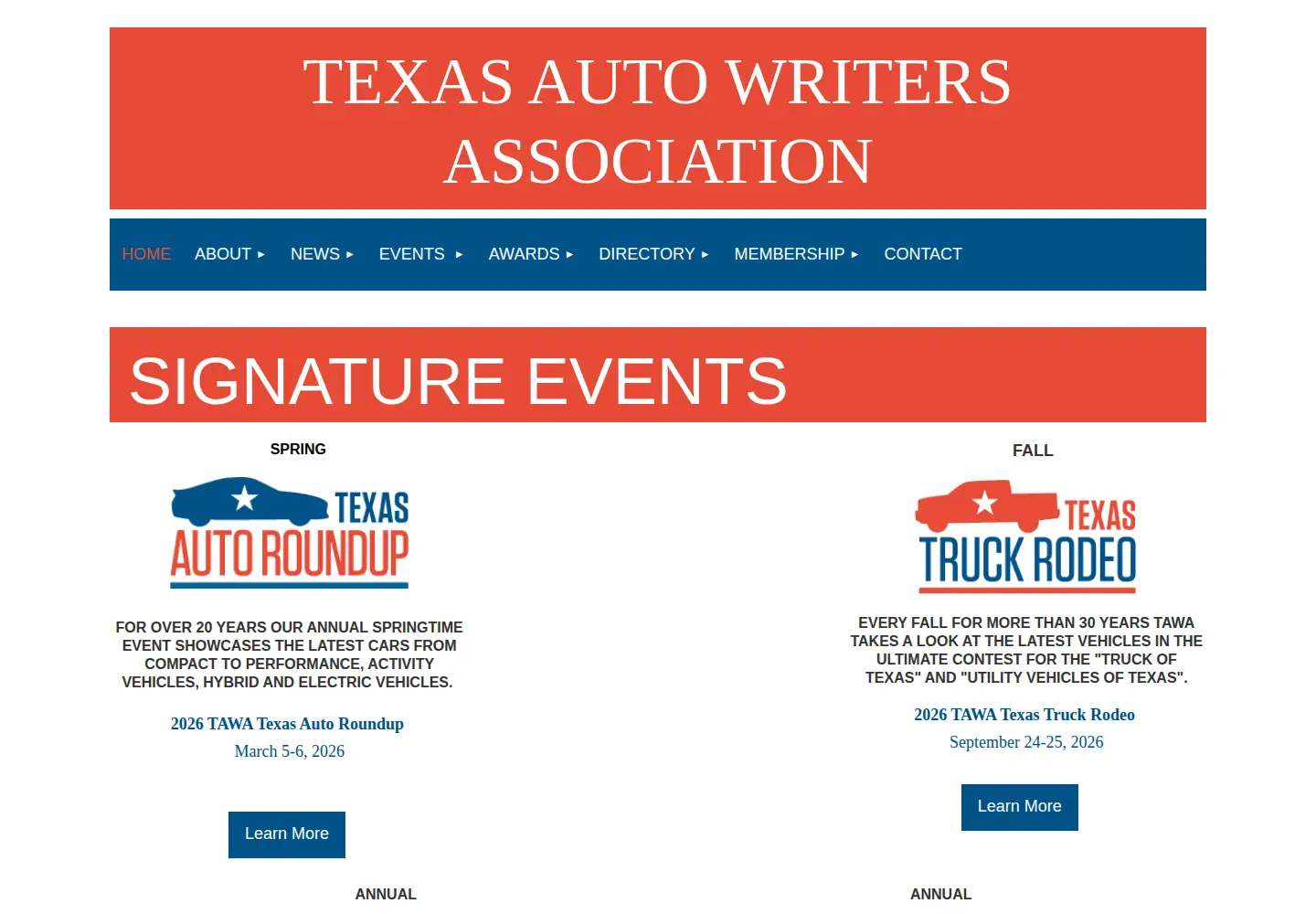 Screenshot of texasautowriters.org