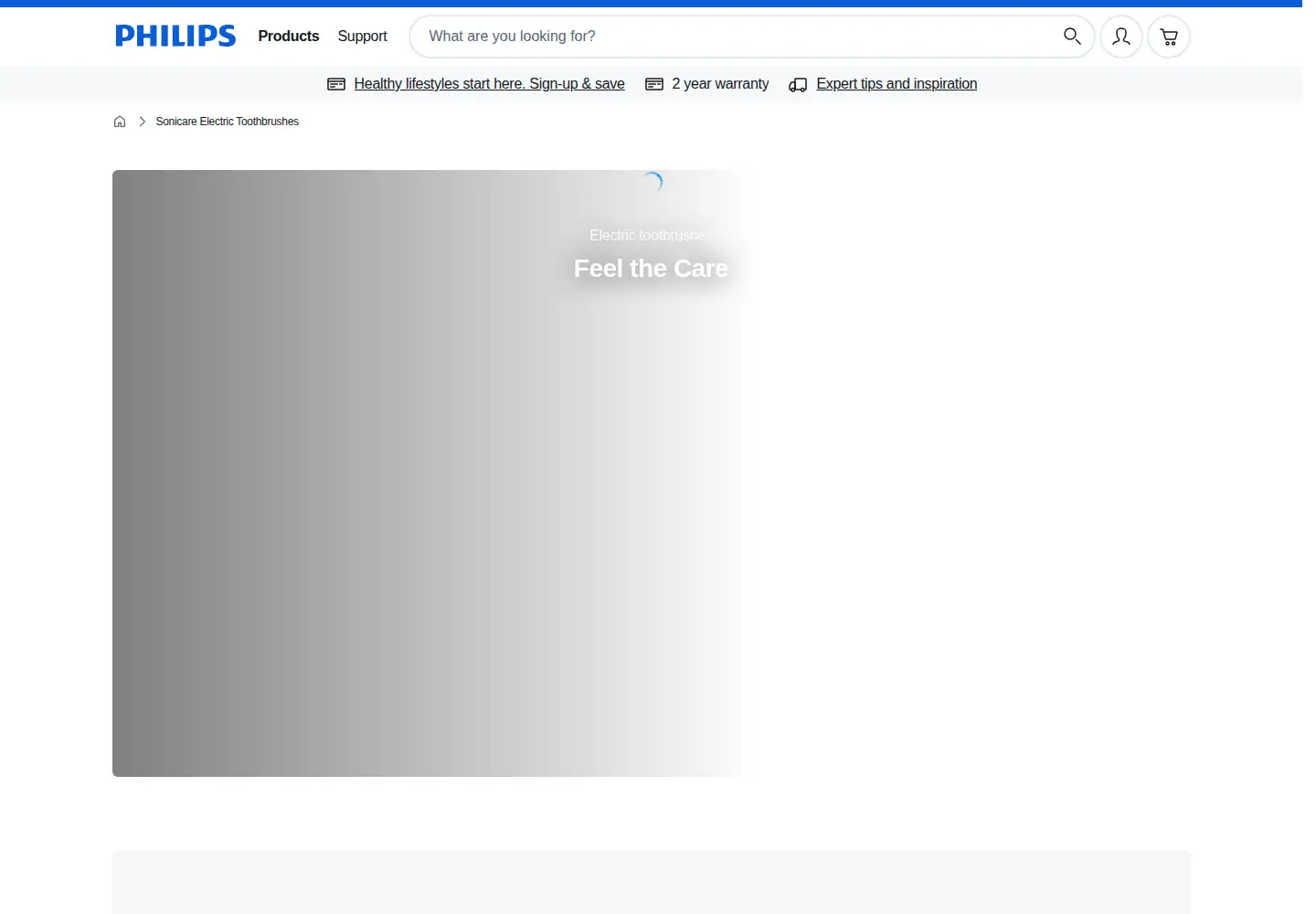 Captured homepage of sonicare.com in the current scan