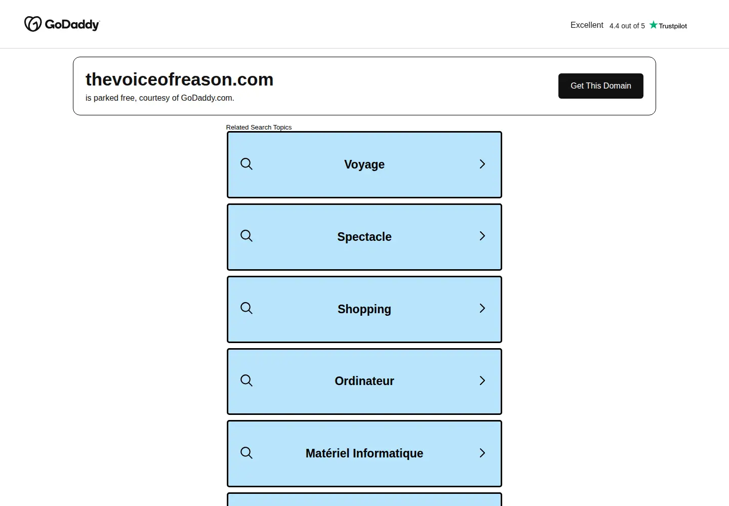 Screenshot of thevoiceofreason.com