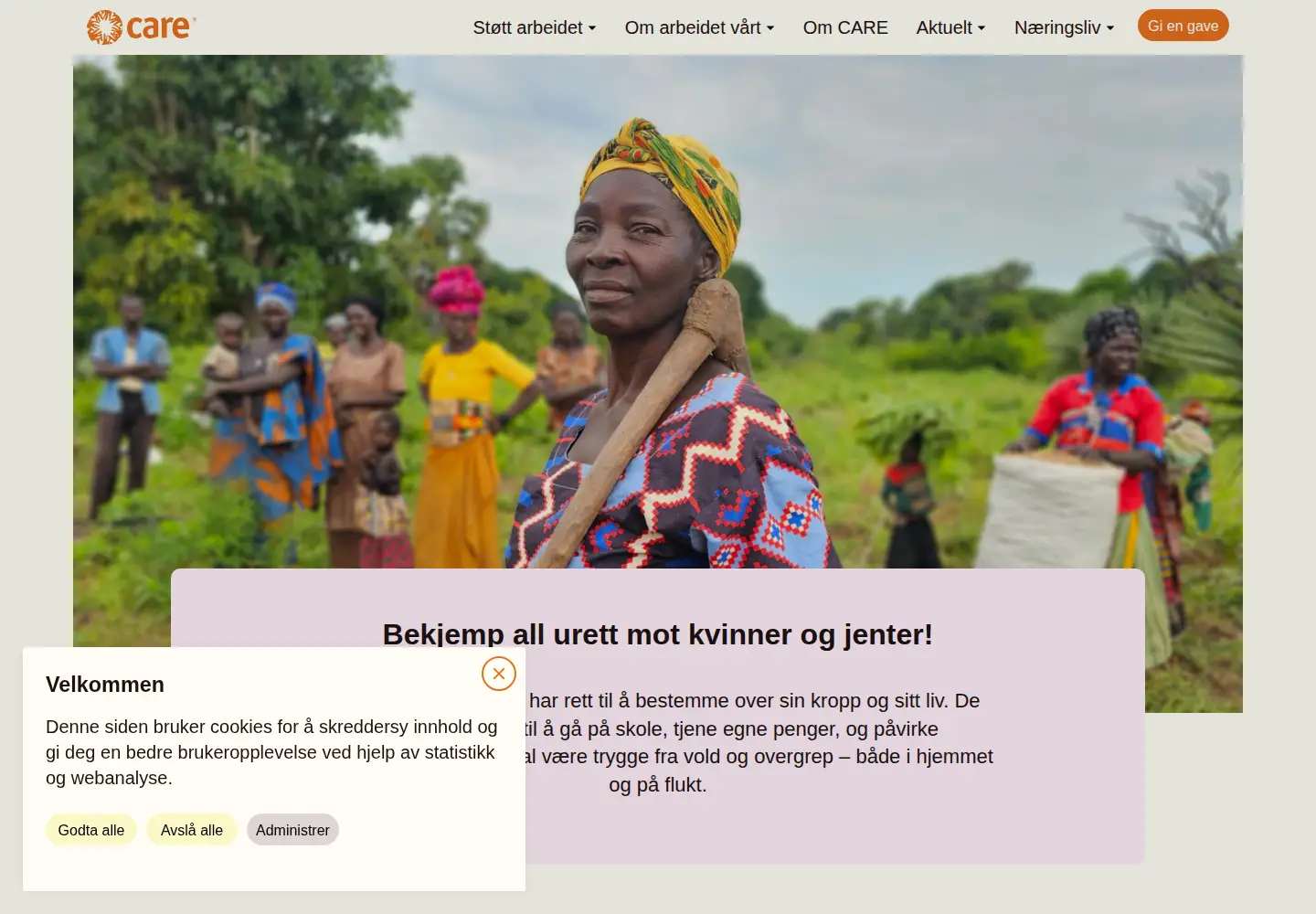 Screenshot of care.no