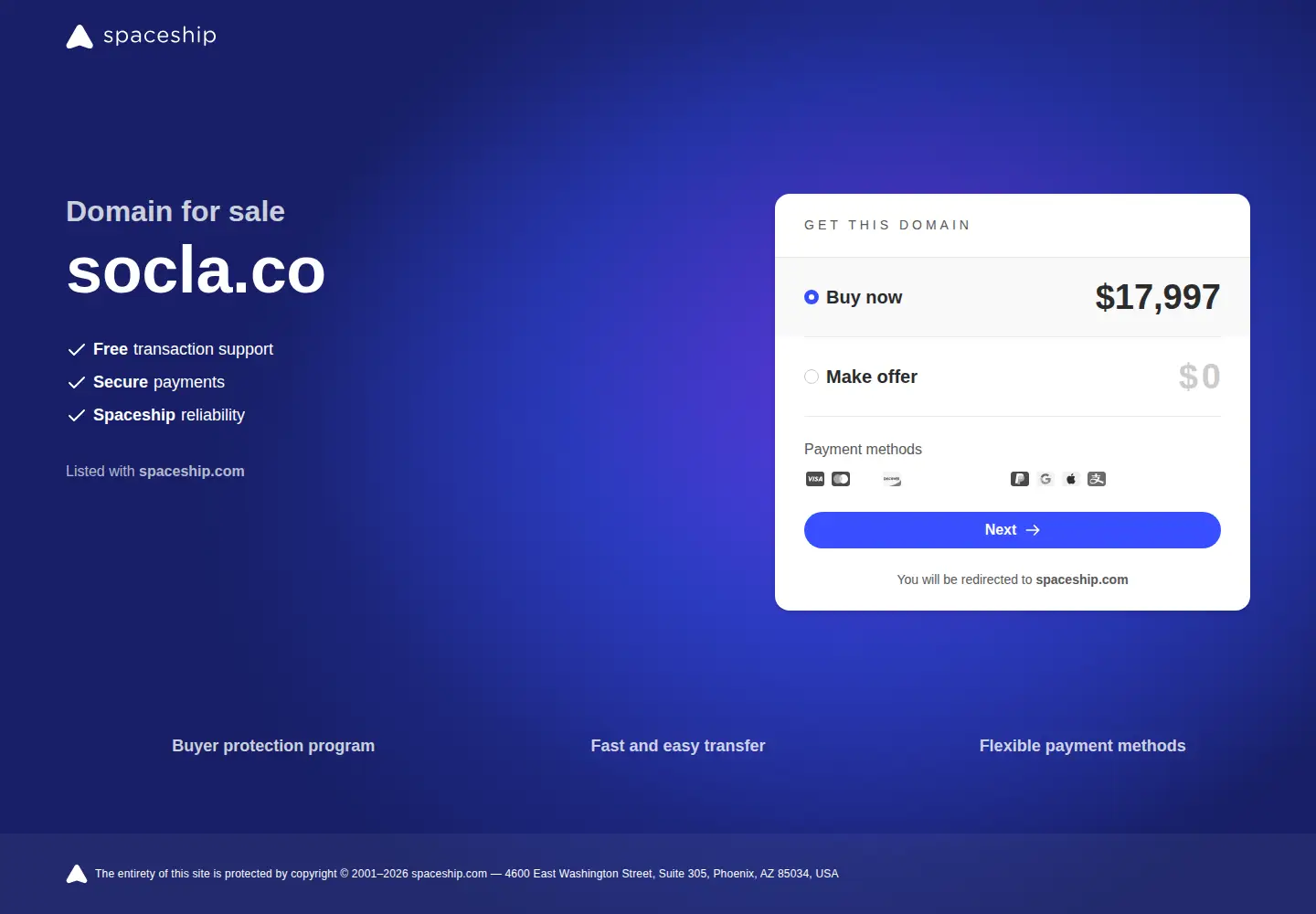 Captured homepage of socla.co in the current scan