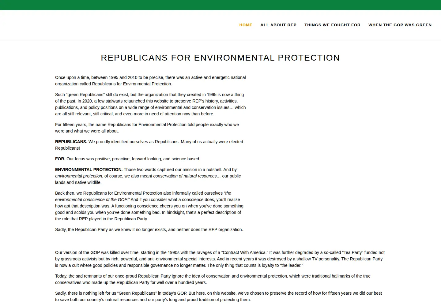 Captured homepage of rep.org in the current scan