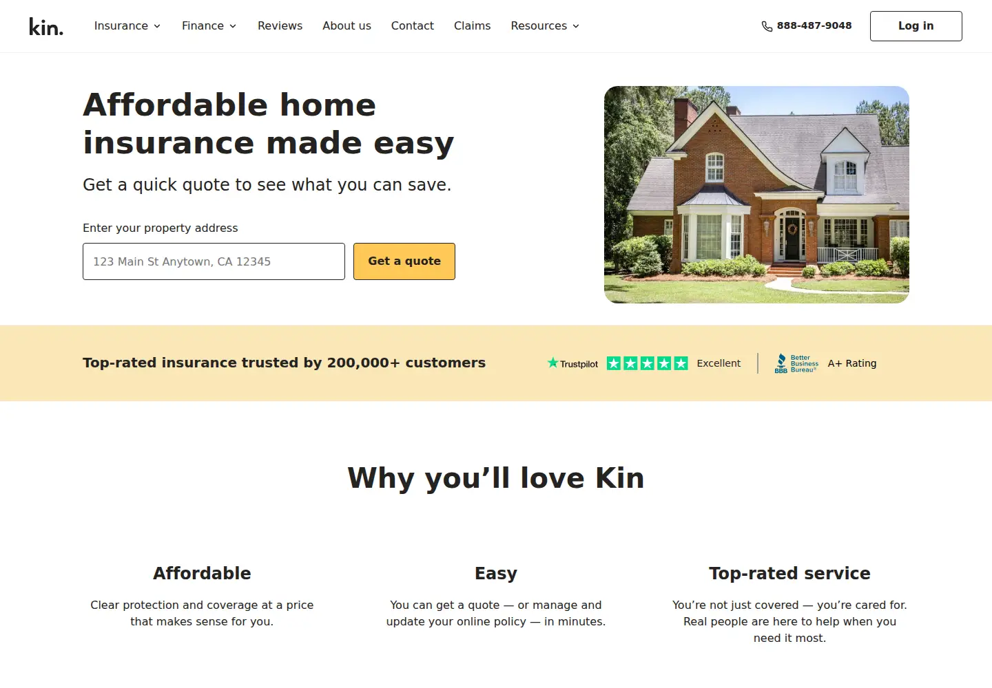 Screenshot of kin.com