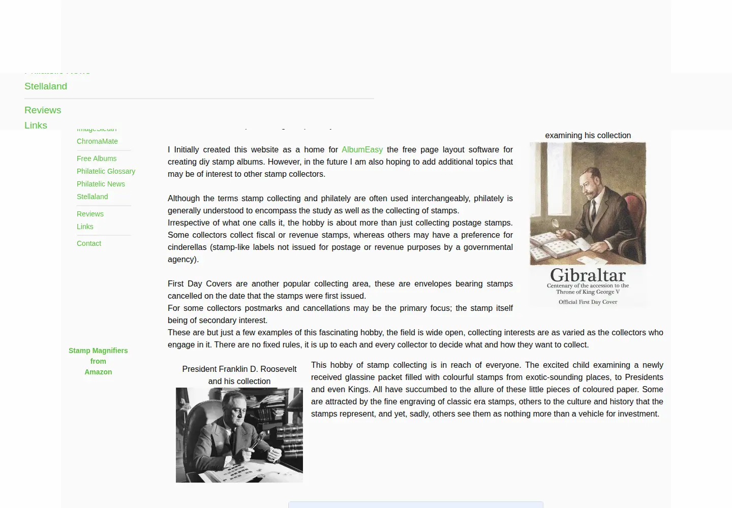 Captured homepage of thestampweb.com in the current scan