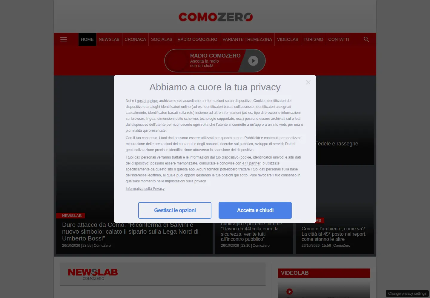 Screenshot of comozero.it