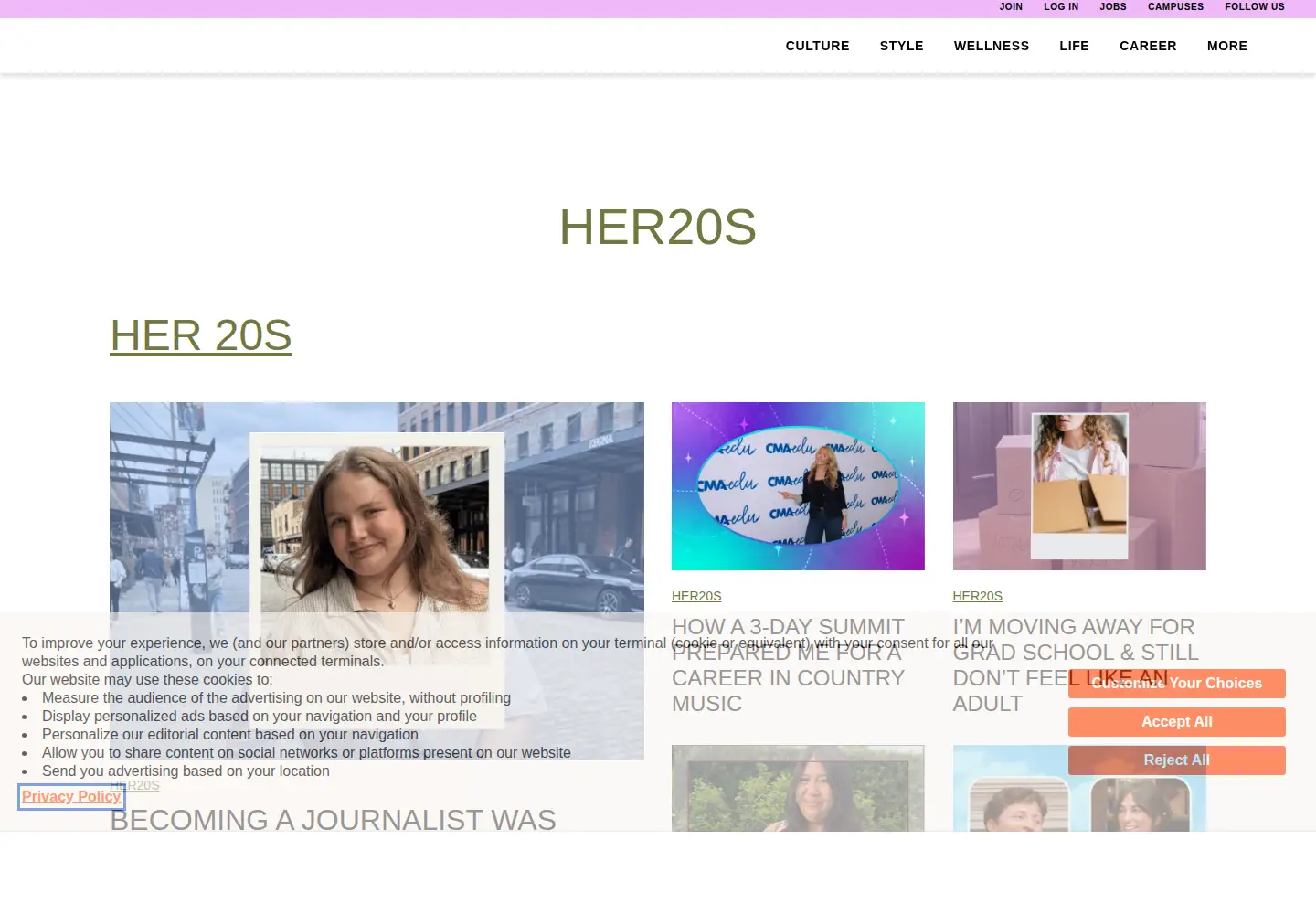 Captured homepage of thelala.com in the current scan