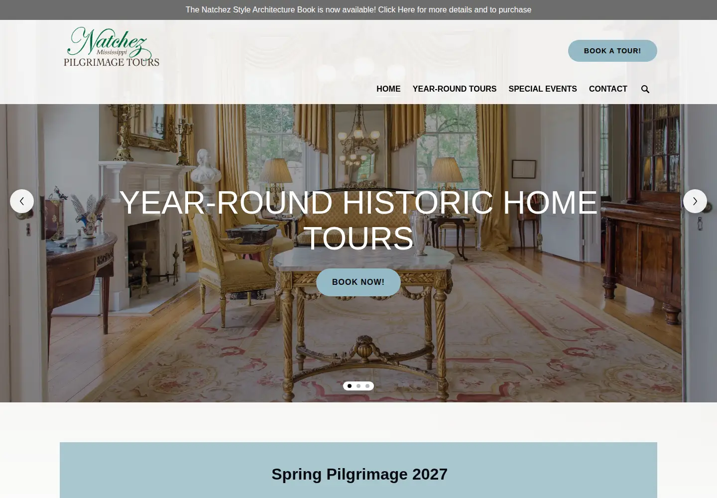 Screenshot of natchezpilgrimage.com