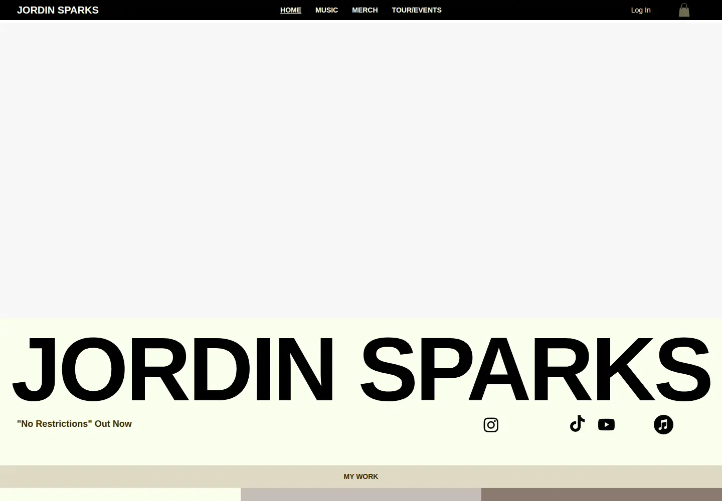 Captured homepage of jordinsparks.com in the current scan