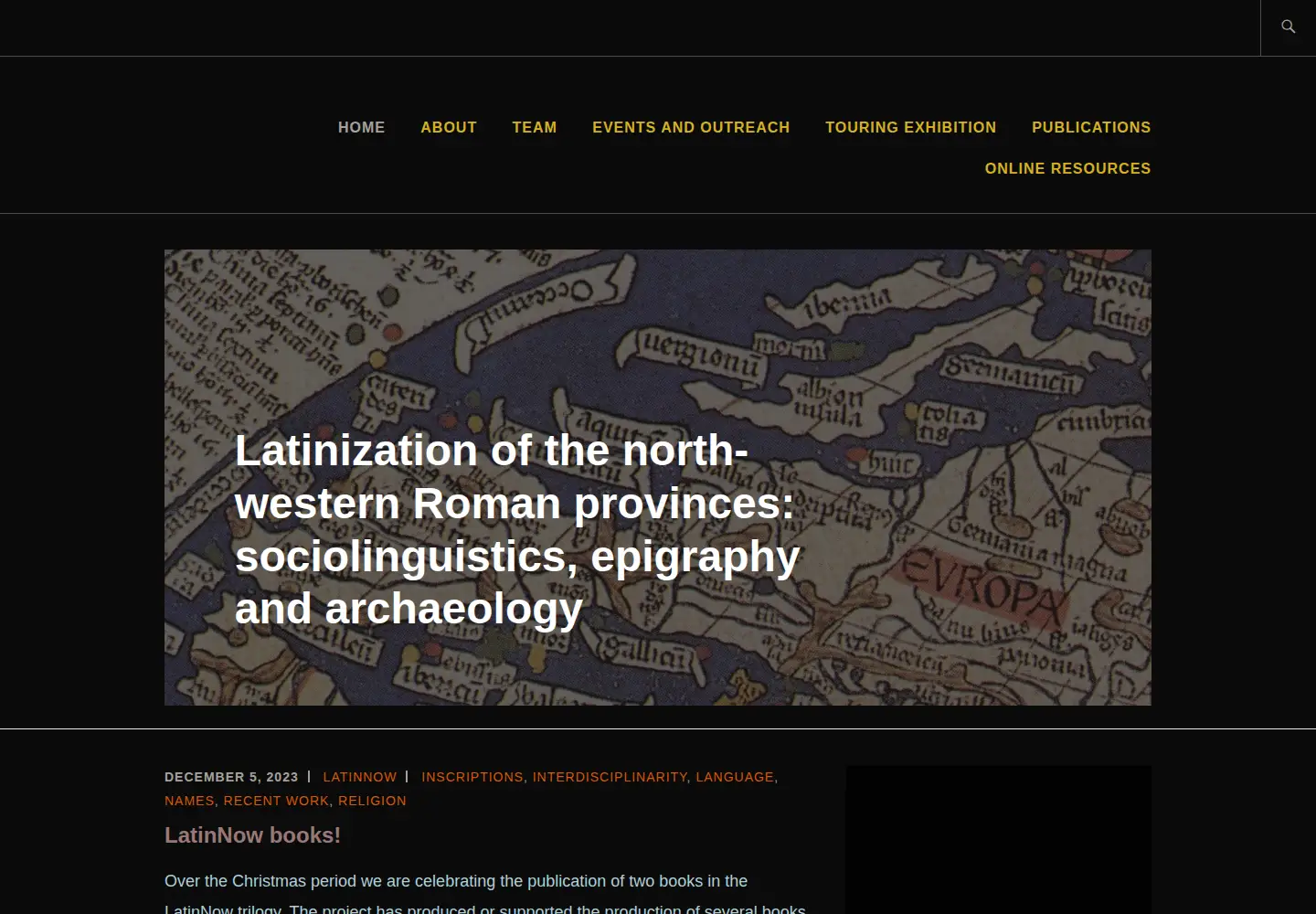 Captured homepage of latinnow.eu in the current scan