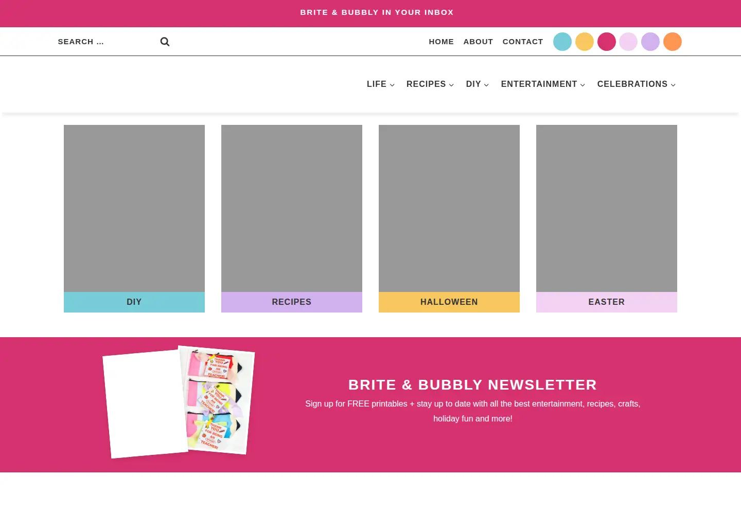Captured homepage of briteandbubbly.com in the current scan