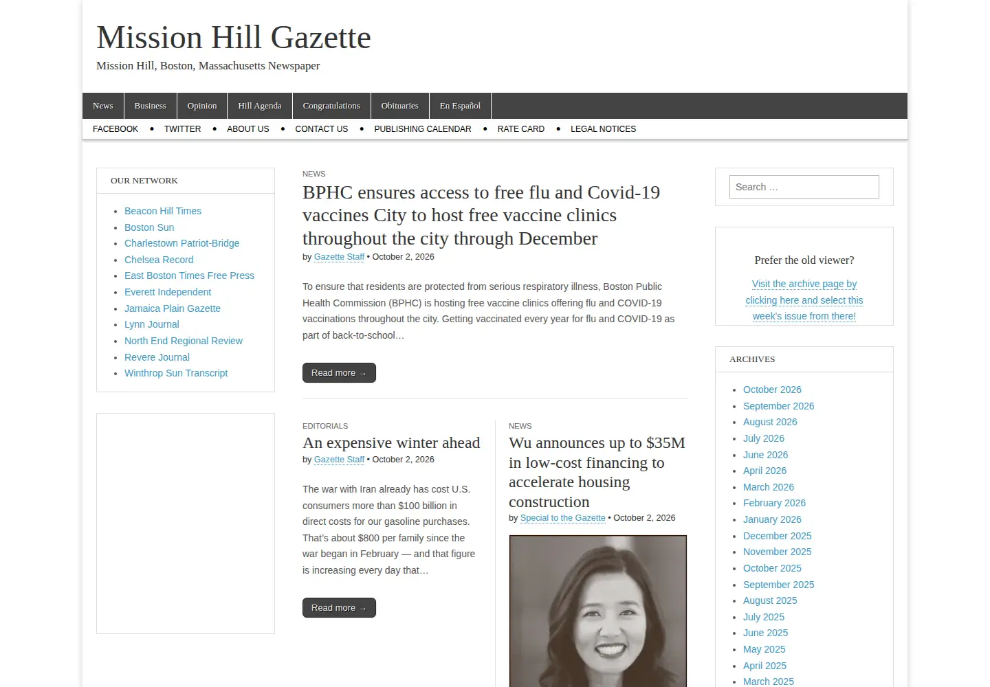 Captured homepage of missionhillgazette.com in the current scan