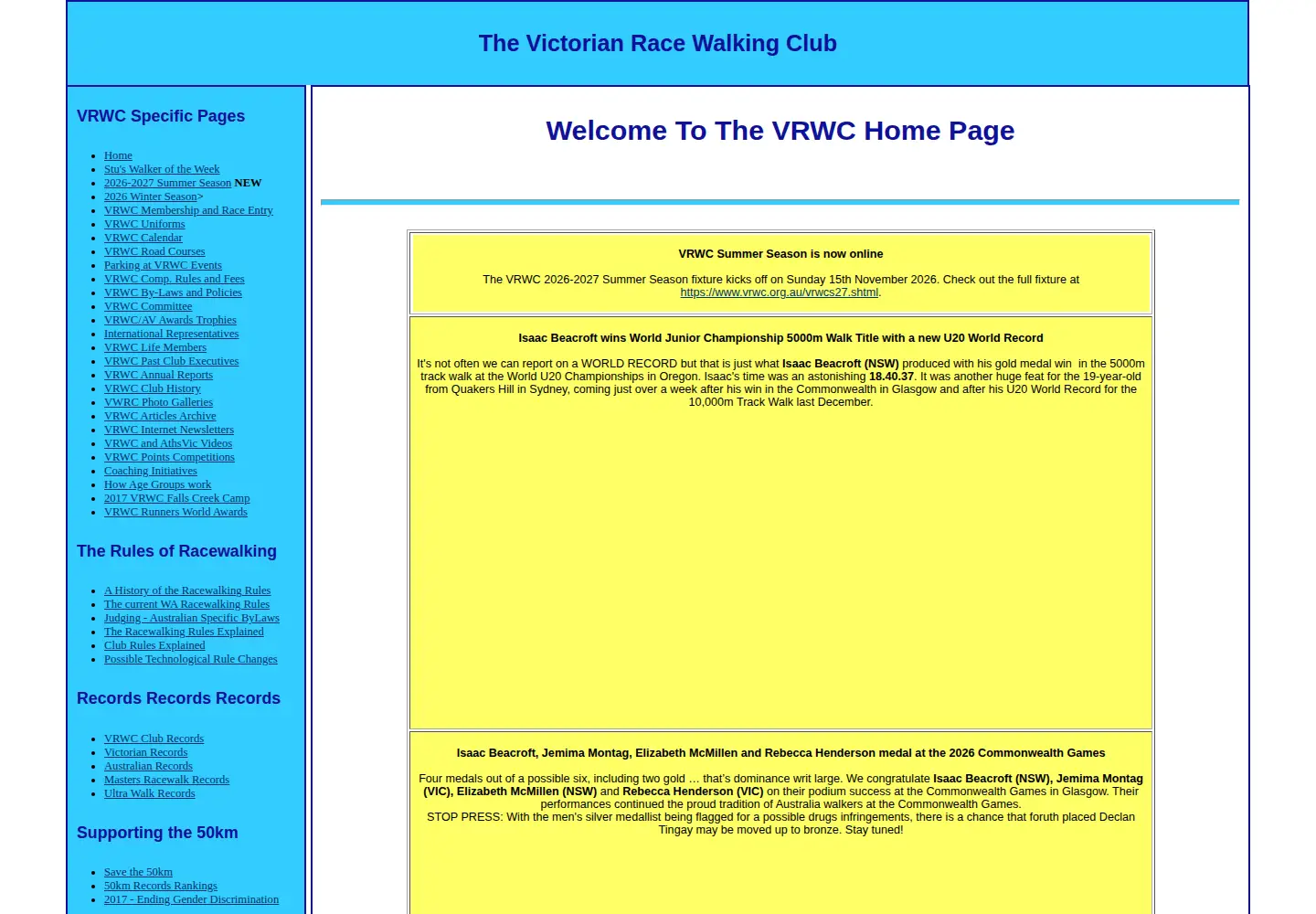 Screenshot of vrwc.org.au
