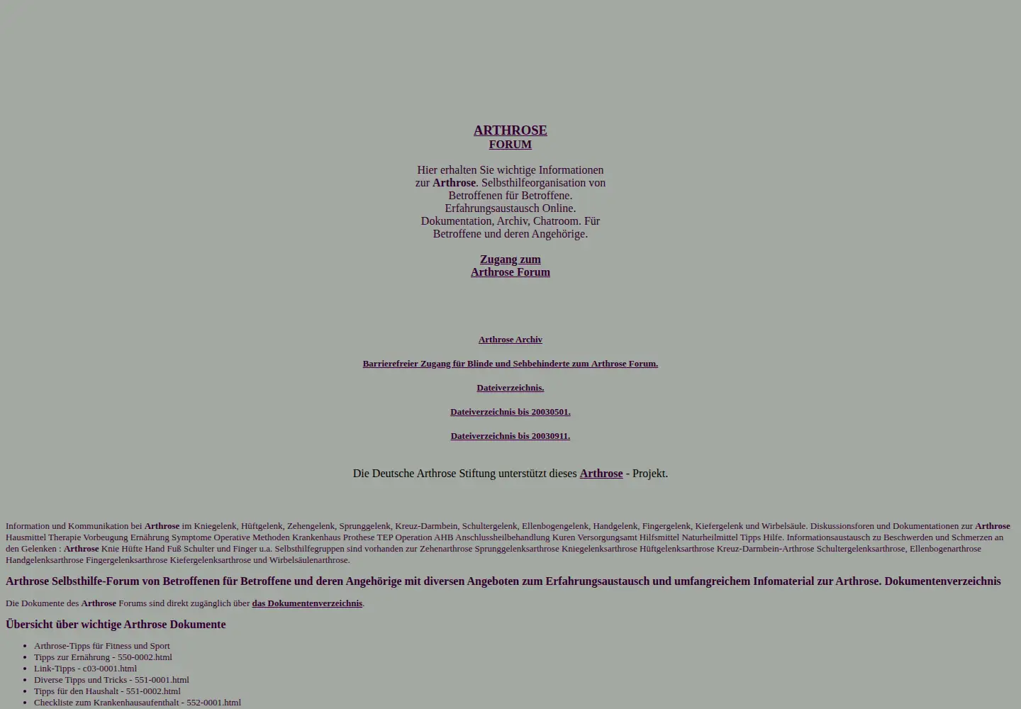 Screenshot of deutsches-arthrose-forum.de