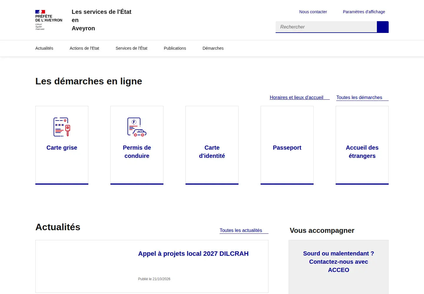 Screenshot of aveyron.gouv.fr