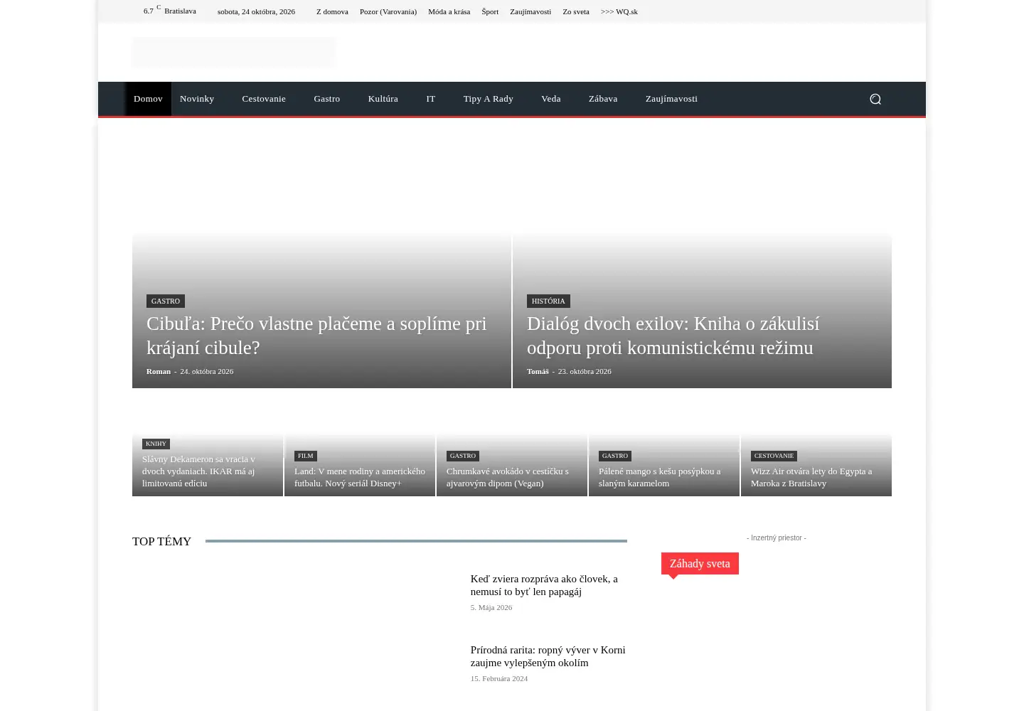 Captured homepage of zn.sk in the current scan